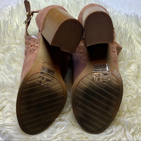 Qupid Peep Toe Block Heel Shootie Boots Booties - Picture 3 of 5